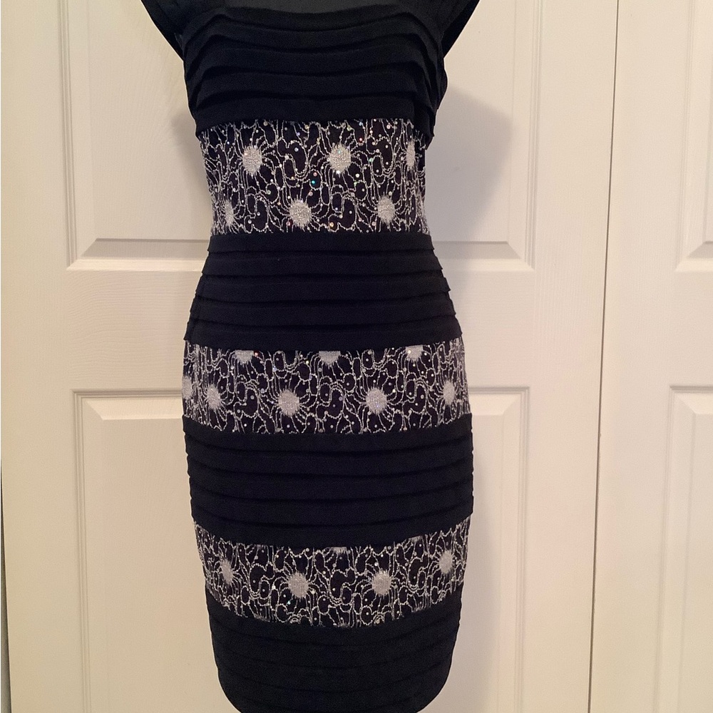 Chic Black and White Lace Dress